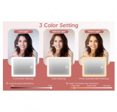 ZhenGuiRu 여행 화장품 메이크업 가방 LED 조명 거울 3 색 시나리오 조정 가능한 밝기, DIY 분배기가 있는 방수 화장품 기차 케이스 주최자, 여성용 화장품 세면용품 케이스 선물