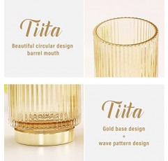 Tiita 유리 메이크업 브러쉬 홀더 주최자 - 화장품, 빈티지 스타일 메이크업 브러쉬 컵, 펜 및 연필 홀더를 위한 선명한 데스크탑 문구 보관함