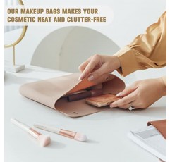 FERYES 실리콘 메이크업 가방, 여성용 프리미엄 여행 세면도구 가방, 메이크업, 미용 도구 및 브러쉬를 위한 간편한 휴대 화장품 가방 - 카키