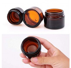 Healthcom 10 팩 15ml/15g 빈 앰버 유리 크림 항아리 병 검은색 내부 뚜껑이 있는 화장품 크림 로션 병 약병 리필용 유리 항아리 냄비 연고 로션 아이 페이스 크림 립밤을 위한 메이크업 샘플 용기