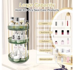 SPACY MAYA 360°회전 화장대용 메이크업 정리함, 대용량 스킨케어 정리함, 화장품용 옷장 보관함, 욕실 조리대 정리함, 향수 스탠드 홀더, 회전식 메이크업 선반(녹색)