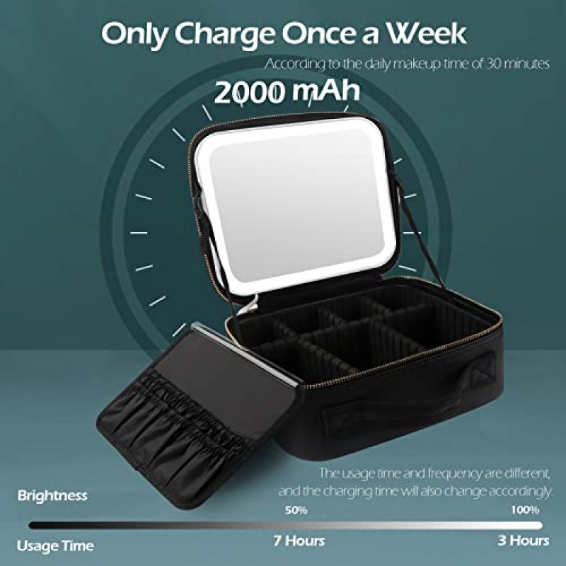 거울과 가벼운 MOMIRA 메이크업 가방 여행 메이크업 기차 케이스 화장품 정리함 조절 가능한 칸막이가 있는 휴대용 아티스트 보관 가방 메이크업 브러쉬 보관 정리함 블랙