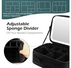 거울과 가벼운 MOMIRA 메이크업 가방 여행 메이크업 기차 케이스 화장품 정리함 조절 가능한 칸막이가 있는 휴대용 아티스트 보관 가방 메이크업 브러쉬 보관 정리함 블랙