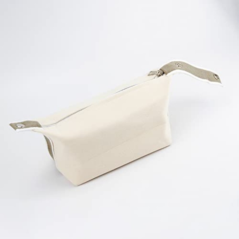 TOPASION 패션 휴대용 캔버스 메이크업 가방, 화장품 가방 주최자, 여성용 여행 세면 용품 가방 (베이지색)