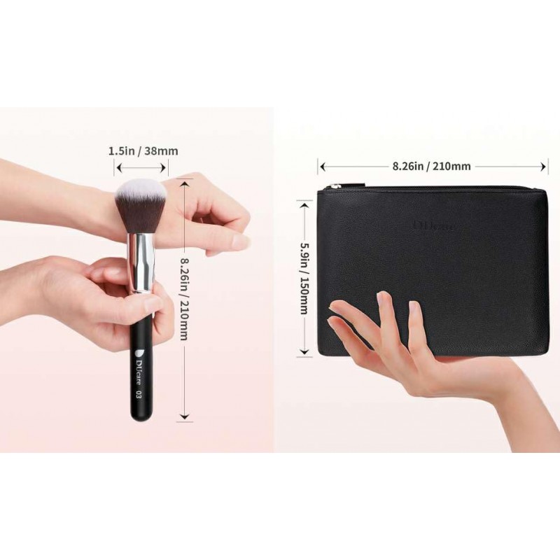 DUcare 메이크업 브러쉬 15Pcs 메이크업 브러쉬 세트(가방 포함) 가부키 파운데이션 블렌딩 블러쉬 아이라이너 섀도우 브로우 컨실러 브러쉬 키트 블랙