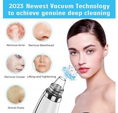 2023 업그레이드 블랙헤드 리무버 모공 진공, 페이셜 모공 클리너, 전기 코메도 화이트헤드 추출기 도구-5 흡입력, 5 프로브, 여성 및 남성용 블랙헤드 진공 키트