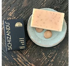 Schizandu Organics 레몬 양귀비 씨 바 비누, 에센셜 오일이 함유된 유기농 허브 피부 해독 | 4 온스. | 피부 재생 및 각질 제거를 위한 100% 순수 천연 럭셔리 | 보습, 영양 뷰티바