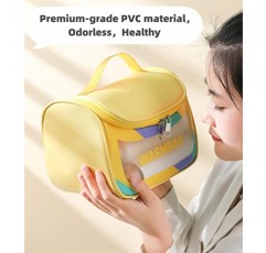 LEJN 세면용품 가방 여행용 가방 방수 메이크업 화장품 가방 여행 정리함 풀 사이즈 용기 세면용품 (노란색)