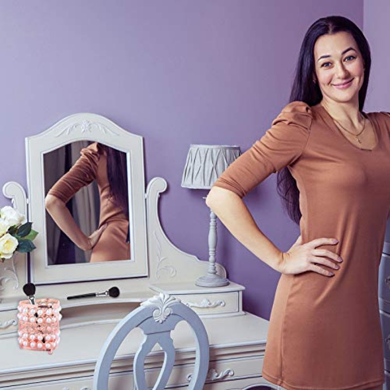 진주 문구 학교를위한 minkissy 탁상 튼튼한 금 연필 드레싱 화장품 컵 장미 눈썹 네일 정리 주최자 홀더 럭셔리 아이 라이너 금속 펜 브러시 보관 비즈