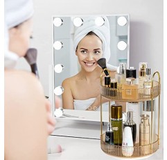 화장대, 회전 드레서 화장품 보관 주최자, 대용량 욕실 수조 스킨 케어 화장품 드레싱 테이블 향수, 로션, 향수 보관 상자, 메이크업 디스플레이 케이스를 위한 360 회전 메이크업 주최자.