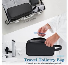 HappyDavid 부드러운 PU 가죽 지퍼가 달린 여행용 세면용품 가방 남성용 여성용 세면도구 가방 케이스(블랙)