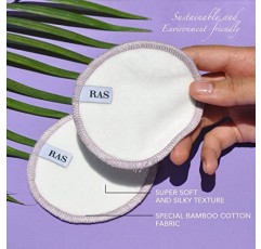 재사용 가능한 대나무 면 페이셜 패드, 피부에 부드러운, 메이크업 리무버 패드, 흡수성, 민감한 피부에 이상적, 친환경 면 및 대나무 라운드 | 5개 팩 - RAS 럭셔리 오일