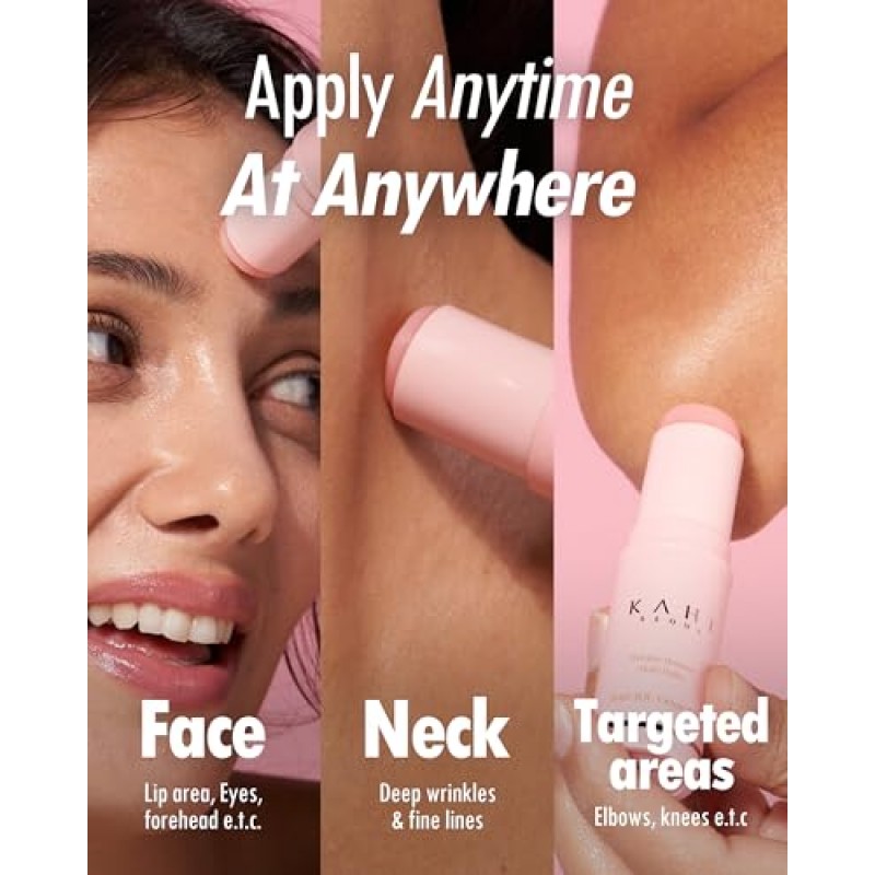 KAHI 링클 바운스 멀티 밤 페이셜 모이스처라이저 | 올인원 하이드레이팅 립밤 아이 크림 넥 크림 메이크업 베이스 & 페이스 미스트 모이스처 밤 스틱 | 데일리 페이스 모이스처라이저 스틱 0.32온스