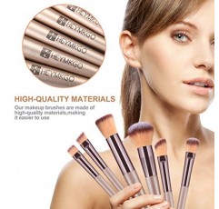 HEYMKGO 메이크업 브러쉬 15PCS 샴페인 골드 전문 메이크업 브러쉬 세트 파운데이션 브러쉬 블렌딩 파우더 블러쉬 컨실러 아이 메이크업 브러쉬 세트 PU 가죽 화장품 가방