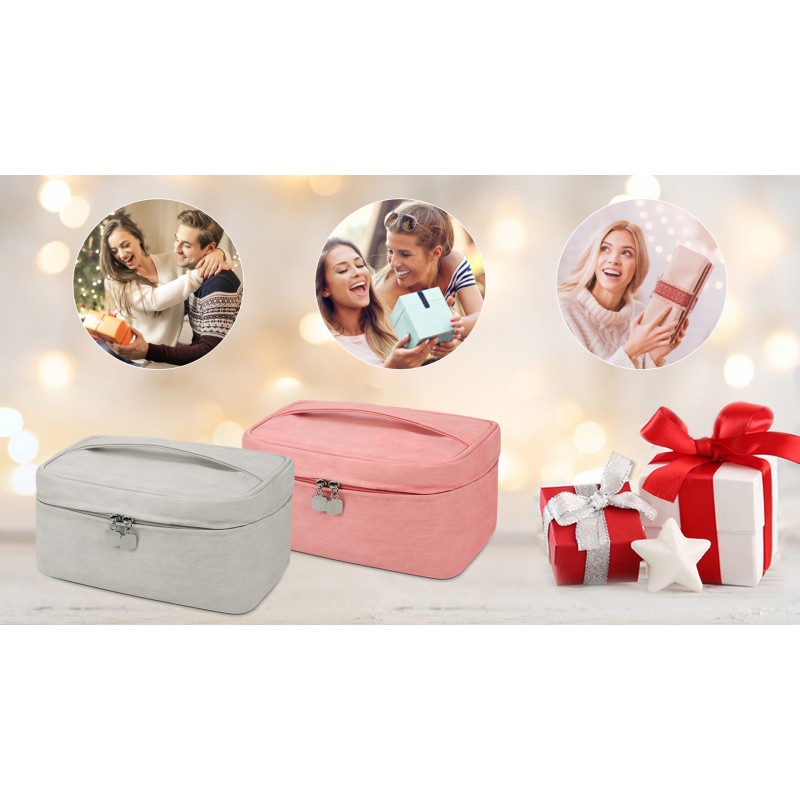 KTMOUW 메이크업 가방 방수 화장품 가방 가죽 메이크업 여행 가방 휴대용 메이크업 브러쉬 가방 여성용 다기능 메이크업 정리 가방 소녀, 2팩, 그레이