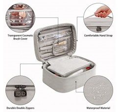 KTMOUW 메이크업 가방 방수 화장품 가방 가죽 메이크업 여행 가방 휴대용 메이크업 브러쉬 가방 여성용 다기능 메이크업 정리 가방 소녀, 2팩, 그레이
