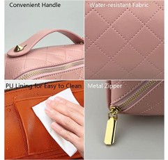 bopomofo 핑크 메이크업 가방, 쉽게 접근할 수 있는 대형 오프닝 화장품 가방, PU 가죽 여행 메이크업 가방, 휴대용 방수 화장품 주최자 봉제