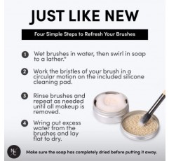 Narrative Cosmetics 솔리드 메이크업 브러쉬 클렌저 비누(실리콘 청소 패드 포함), 천연 및 합성 브러쉬 세척, 비건, 동물 실험을 하지 않음, 천연 성분, 바닐라 향, 2.45온스.