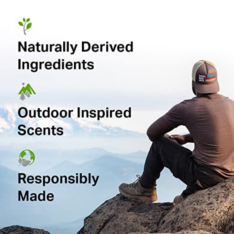 Every Man Jack 남성용 샌들우드 바디 세트 - 깨끗한 성분과 신사적인 샌들우드 향이 담긴 목욕 및 바디 선물 세트 - 바디 워시, 2-in-1 샴푸, 데오도란트 및 페이스 워시로 일상을 마무리하세요