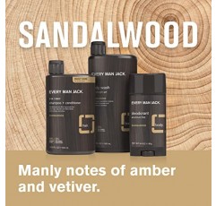 Every Man Jack 남성용 샌들우드 바디 세트 - 깨끗한 성분과 신사적인 샌들우드 향이 담긴 목욕 및 바디 선물 세트 - 바디 워시, 2-in-1 샴푸, 데오도란트 및 페이스 워시로 일상을 마무리하세요
