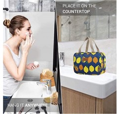 Hjkiopc 여성용 대형 메이크업 가방 세면 용품 가방 메이크업 가방 화장품 가방 세면 용품 가방 여행용 브러쉬 가방 (빅 레몬)