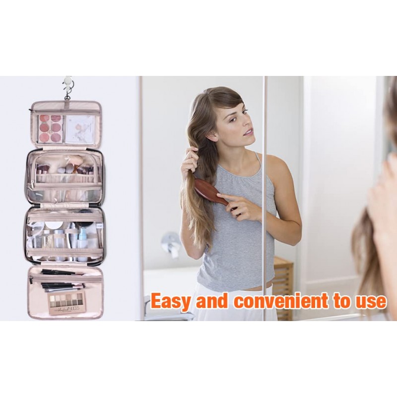 BAGAIL 교수형 세면 용품 가방 대형 화장품 여행 주최자 방수 메이크업 컨테이너 여성용 전체 크기-회색