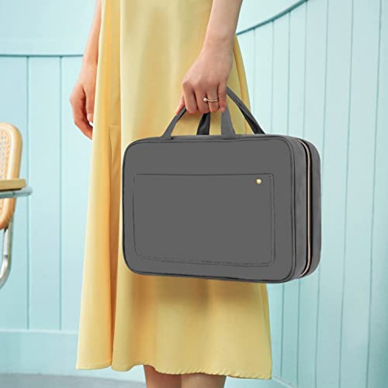 BAGAIL 교수형 세면 용품 가방 대형 화장품 여행 주최자 방수 메이크업 컨테이너 여성용 전체 크기-회색