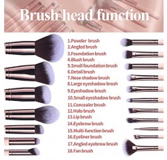 BS-MALL 메이크업 브러쉬 프리미엄 합성 파운데이션 파우더 컨실러 아이 섀도우 18개 브러쉬 세트(5개 스폰지 & 홀더 스폰지 케이스 포함)