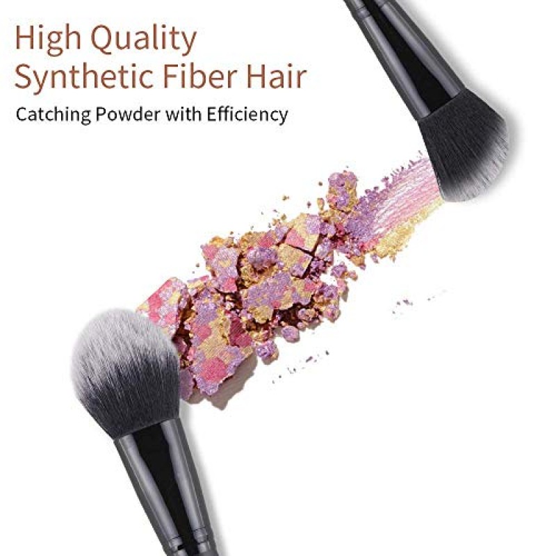 ZOREYA 메이크업 브러쉬, 15Pcs 메이크업 브러쉬 세트 프리미엄 합성 가부키 브러쉬 화장품 파운데이션 컨실러 파우더 블러쉬 블렌딩 페이스 아이 섀도우 브러쉬 세트 (블랙)