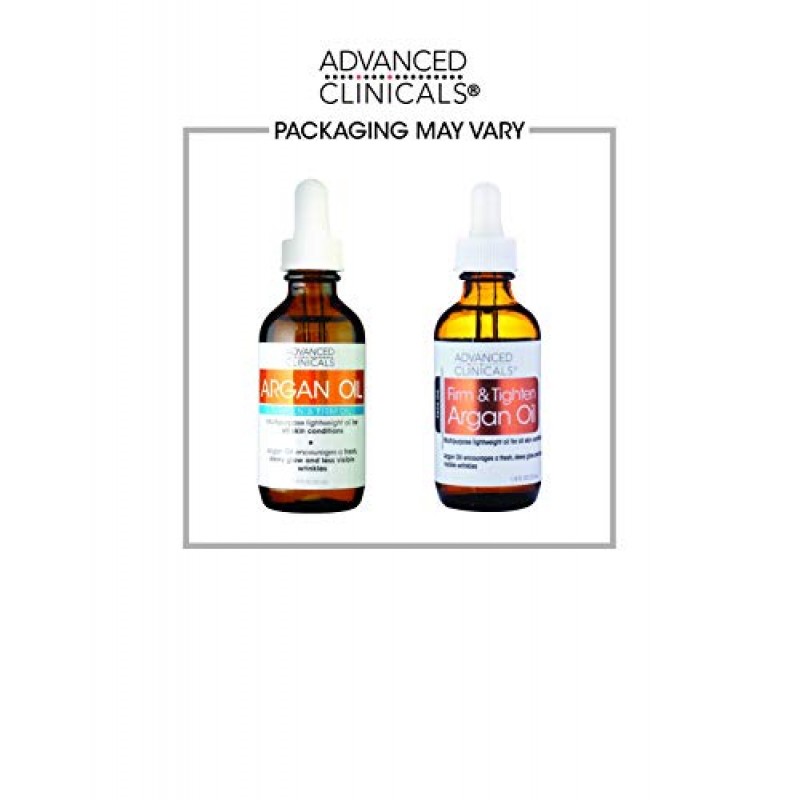 Advanced Clinicals 럭셔리 퓨어 아르간 오일. 가벼운 페이셜 오일로 주름을 완화하고 건조한 피부에 수분을 공급합니다.