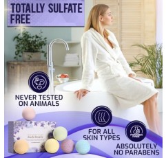 배쓰 밤 선물 세트 - 천연 사해 소금 코코아 및 시어 에센셜 오일 함유 울트라 버블 XXL 탄산음료(6 x 4.1 온스), 아내, 여자 친구, 여성, 어린이를 위한 최고의 생일 선물 아이디어