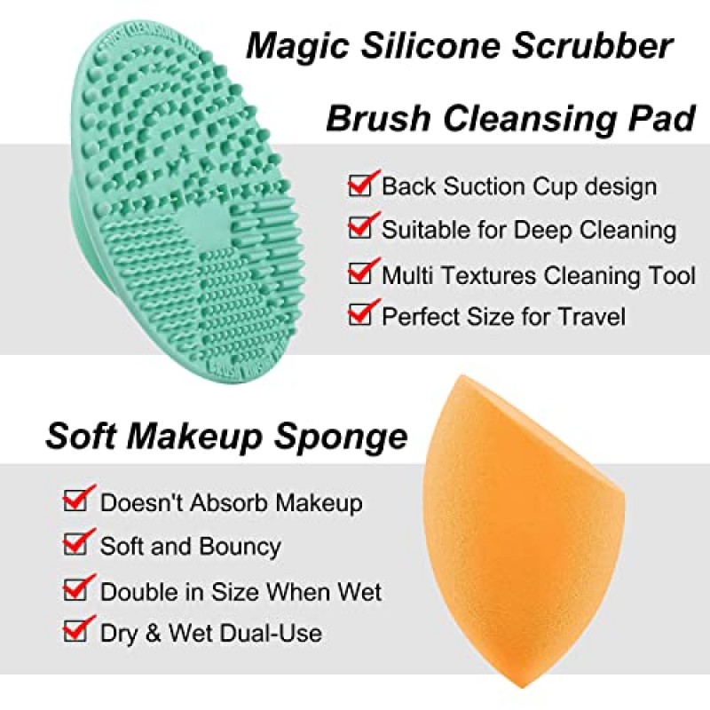 Bueart Design ULTRA SOFT DENSE HAIR 라벨이 붙은 메이크업 브러쉬 세트 프리미엄 합성 비건 헤어 파운데이션 컨실러 아이섀도 페이스 컨투어 메이크업 브러쉬 세트가 포함된 전문 ​​블랙 메이크업 브러쉬 세트