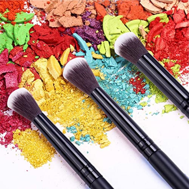 MSQ 아이 메이크업 브러쉬 12개 아이섀도 메이크업 브러쉬 세트 아이섀도, 눈썹, 아이라이너, 블렌딩 1개 속눈썹 빗 컬러 속눈썹 분리기 마스카라 어플리케이터