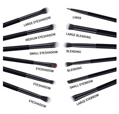 MSQ 아이 메이크업 브러쉬 12개 아이섀도 메이크업 브러쉬 세트 아이섀도, 눈썹, 아이라이너, 블렌딩 1개 속눈썹 빗 컬러 속눈썹 분리기 마스카라 어플리케이터