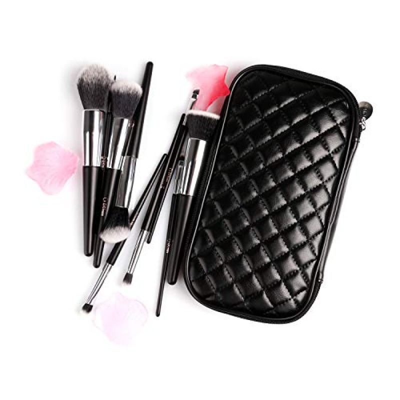 DUcare 메이크업 브러쉬 케이스 포함 10Pcs 여행 메이크업 브러쉬 세트 여성 선물 프리미엄 합성 가부키 파운데이션 블렌딩 브러쉬 페이스 파우더 블러쉬 컨실러 아이 섀도우 가방 포함