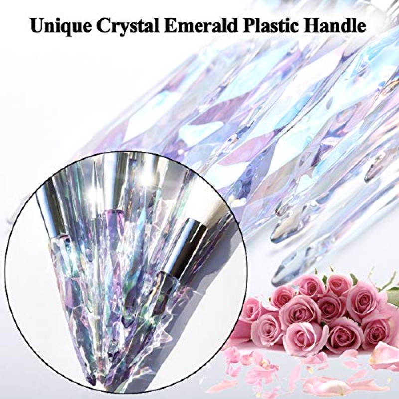 Kingtree 메이크업 브러쉬 세트, 10PCS 크리스탈 메이크업 브러쉬 프리미엄 합성 파운데이션 파우더 컨실러 아이섀도 블러쉬 메이크업 브러쉬, 여자 여자를 위한 전문 얼굴 아이 메이크업 브러쉬 키트