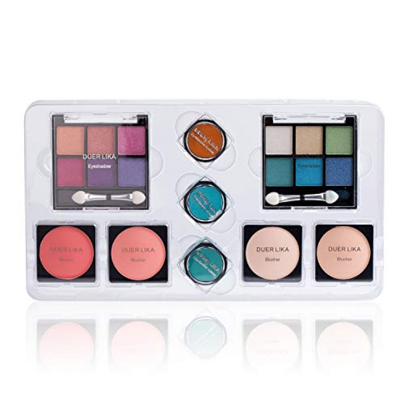 DUER LIKA 캐리 올 트렁크 트레인 케이스(화장품 포함) 및 재사용 가능한 흑백 알루미늄 케이스(화이트)