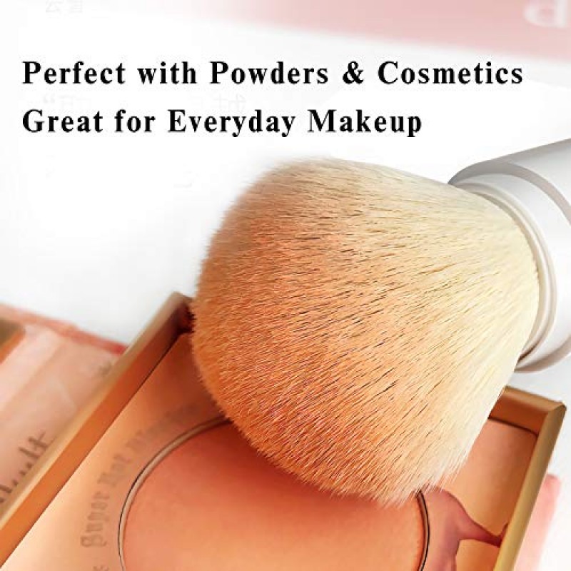 MS. WENNY 소형 메이크업 브러쉬 세트 화이트 - 4 in 1 휴대용 여행용 립 브러쉬,하이라이트 브러쉬,아이섀도 브러쉬,파운데이션 블렌딩 파우더 브러쉬 접이식 미니 페이셜 화장품 메이크업 브러쉬 세트