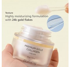 Elishacoy 프리미엄 골드 콜라겐 크림 – 노화 방지 피부 탄력 모이스처라이저 – 콜라겐, 골드 및 로얄 젤리 – 럭셔리 나이트 홈 스킨 케어 – 1.69 oz.
