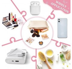 Cunno 24 Pcs 메이크업 가방 대량 PU 가죽 화장품 가방 메이크업 파우치 일반 화장품 주머니 여행용 방수 세면 용품 가방 여행 지갑 화장품 주최자 (아이보리 화이트, 블랙)