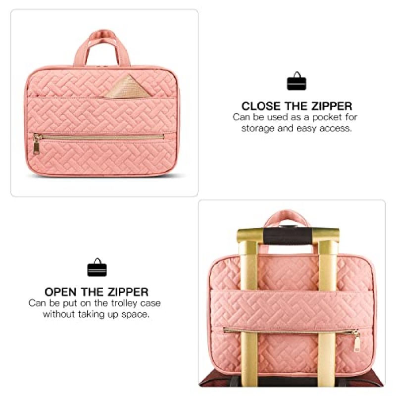 BOOMRICH 여행 세면도구 가방, 걸이용 세면도구 가방 화장품 가방, 액세서리용 메이크업 가방 정리함, 샴푸, 풀 사이즈 세면용품(핑크, 미디엄)