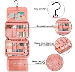 BOOMRICH 여행 세면도구 가방, 걸이용 세면도구 가방 화장품 가방, 액세서리용 메이크업 가방 정리함, 샴푸, 풀 사이즈 세면용품(핑크, 미디엄)