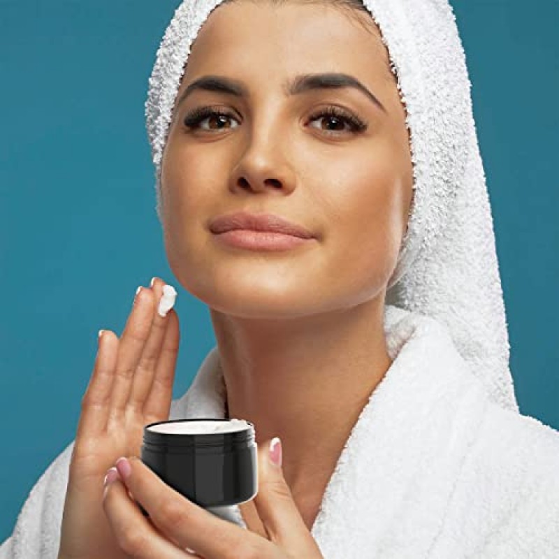 검은색 화장품 용기, 뚜껑이 있는 소형 용기, 플라스틱, 2 Fl Oz, 160 ML, 24팩, TSA 승인 로션, 연고, 바디 버터, 크림, 메이크업, 세면도구용 용기(내부 라이너 포함)