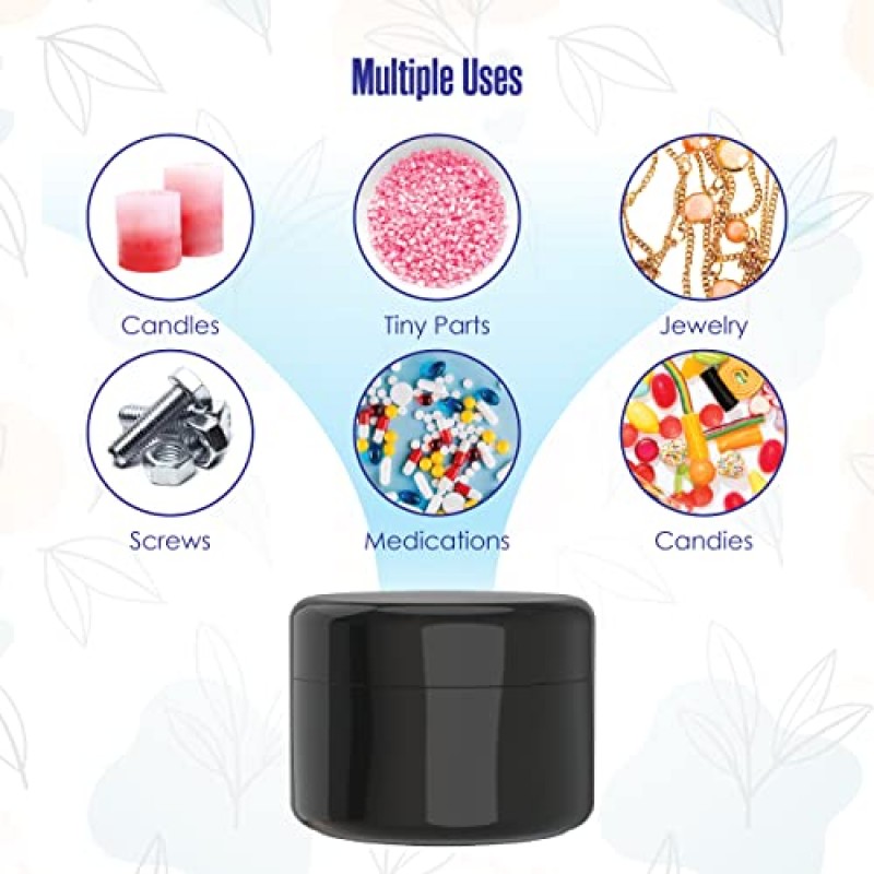 검은색 화장품 용기, 뚜껑이 있는 소형 용기, 플라스틱, 2 Fl Oz, 160 ML, 24팩, TSA 승인 로션, 연고, 바디 버터, 크림, 메이크업, 세면도구용 용기(내부 라이너 포함)