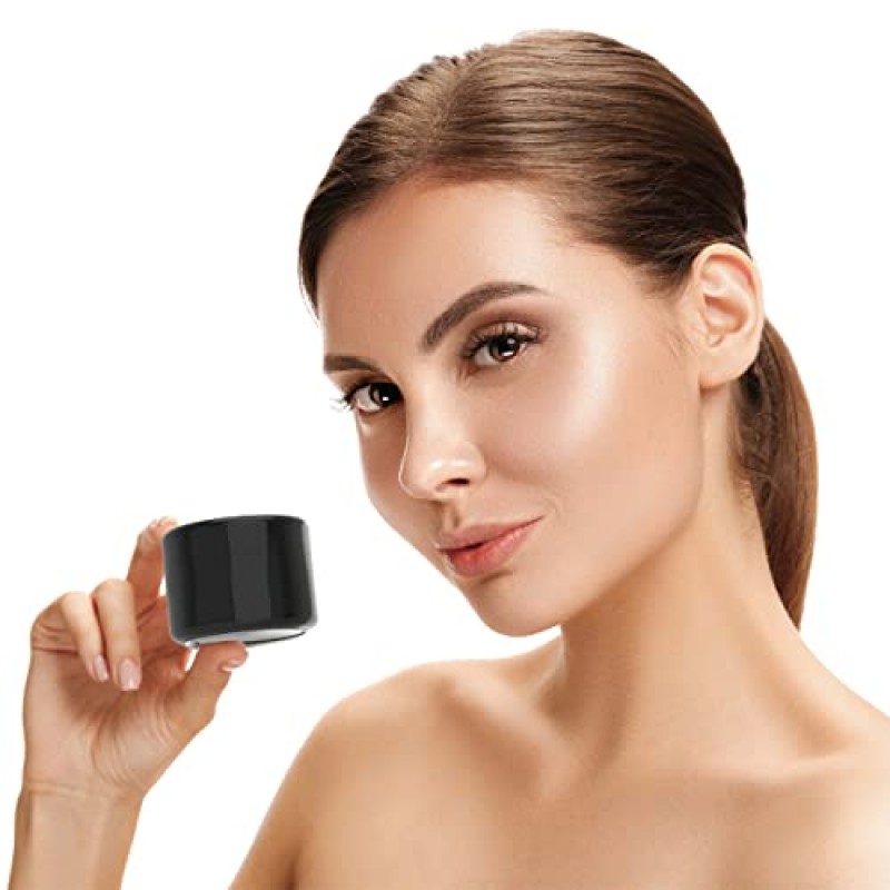 검은색 화장품 용기, 뚜껑이 있는 소형 용기, 플라스틱, 2 Fl Oz, 160 ML, 24팩, TSA 승인 로션, 연고, 바디 버터, 크림, 메이크업, 세면도구용 용기(내부 라이너 포함)