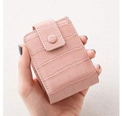 외부용 거울이 있는 HSK_Mall 메이크업 립스틱 케이스 여성용 미니 귀여운 휴대용 가방 여행용 포켓 화장품 주머니는 최대 3개의 립스틱 상자 정리 가방을 차지합니다 - 핑크