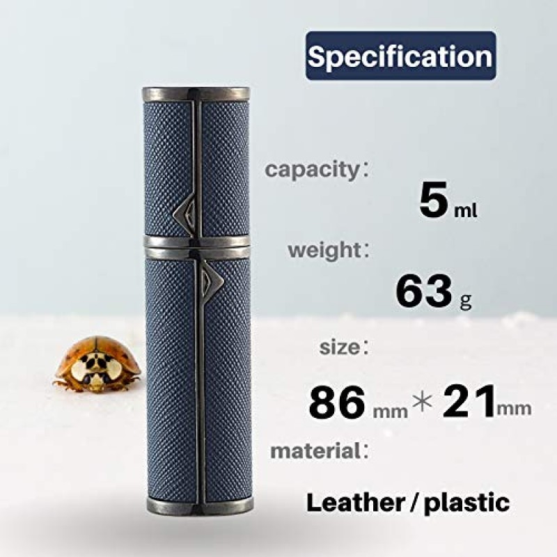 BRARIOS 여행용 리필형 휴대용 미니 향수 분무기, 남성과 여성을 위한 5ml 럭셔리 빈 누출 방지 펌프 향수 스프레이 병 분무기 (D.Blue(BK))