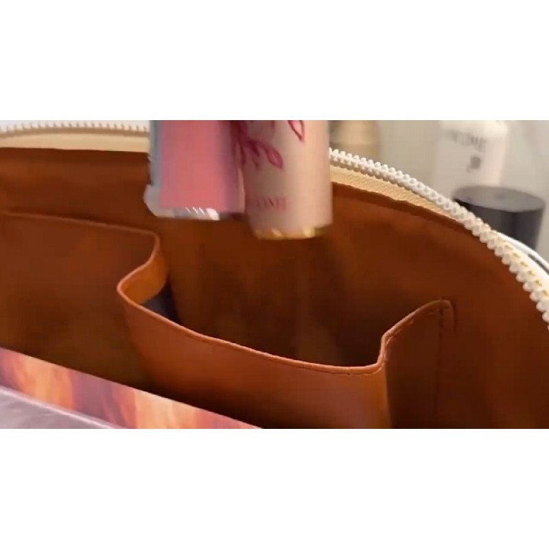 대용량 여행 화장품 가방 격자 무늬 체크 무늬 메이크업 가방 여성용 손잡이와 분배기가있는 휴대용 가죽 방수 스킨 케어 가방