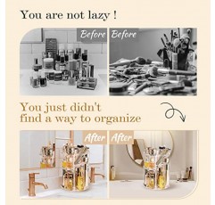 ALUYUYO 회전 메이크업 주최자, 화장대 용 대용량 향수 스킨 케어 립스틱 주최자, 욕실 용 360 회전 조절 가능 Comestic 스토리지 홀더 랙 - 투명