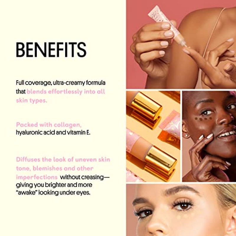 Winky Lux Peeper 퍼펙트 언더 아이 컨실러, 컨실러 메이크업 및 아이 브라이트너, 다크 서클용 풀 커버리지 컨실러, 컬러 코렉터 및 아이 프라이머, 콜라겐, 히알루론산 및 비타민 E 함유(보통)